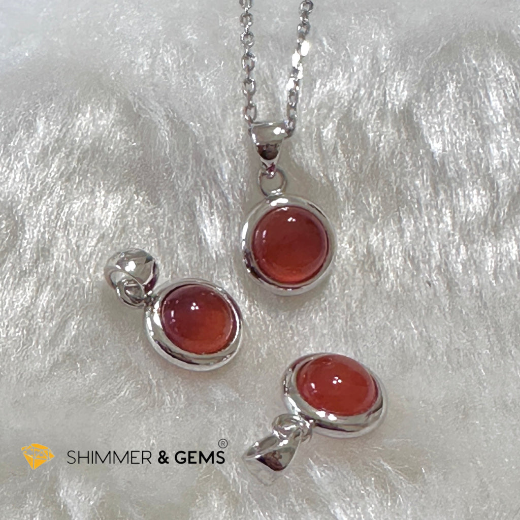 Carnelian 6mm Round 925 Silver Pendant AAA