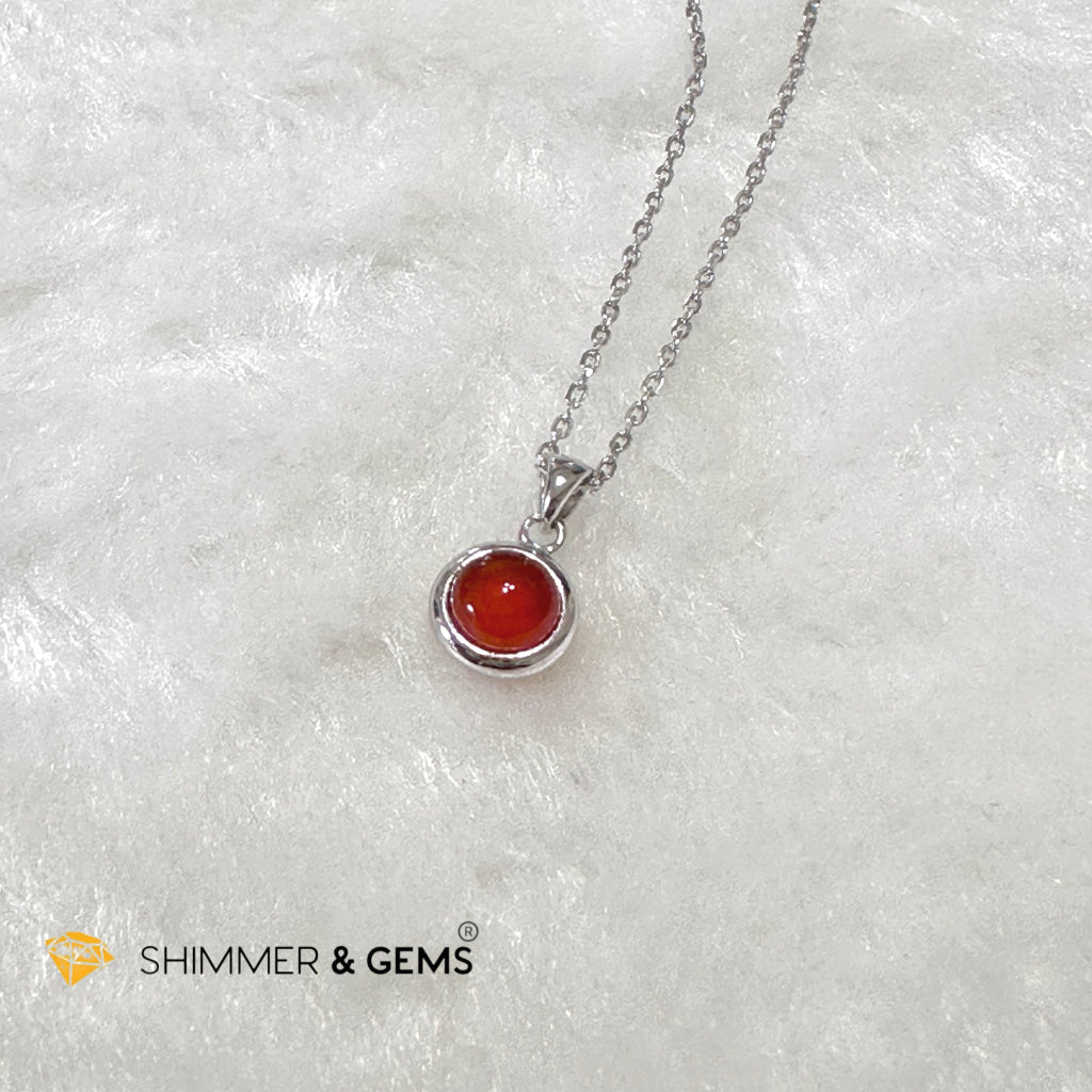 Carnelian 6mm Round 925 Silver Pendant AAA