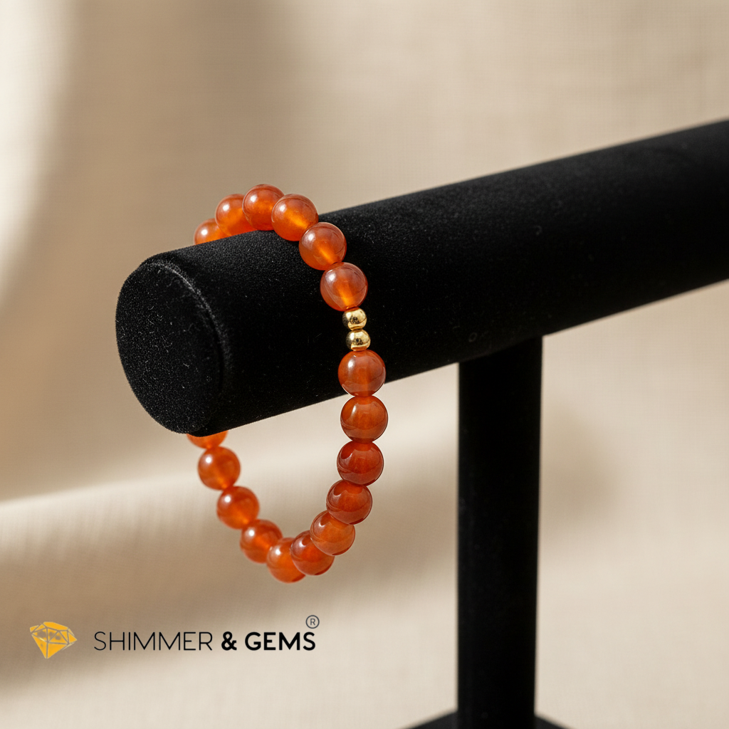 Carnelian 8mm Bracelet with 14k gold filled (Creative Spark)