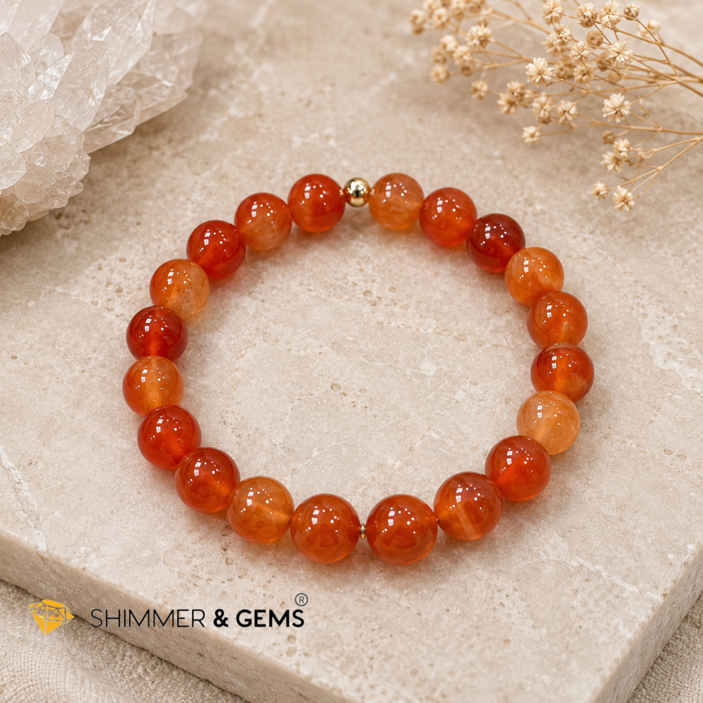 Carnelian 8mm Bracelet with 14k gold filled (Creative Spark)