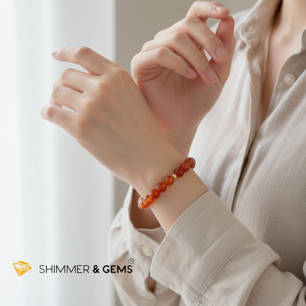 Carnelian 8mm Bracelet with 14k gold filled (Creative Spark)
