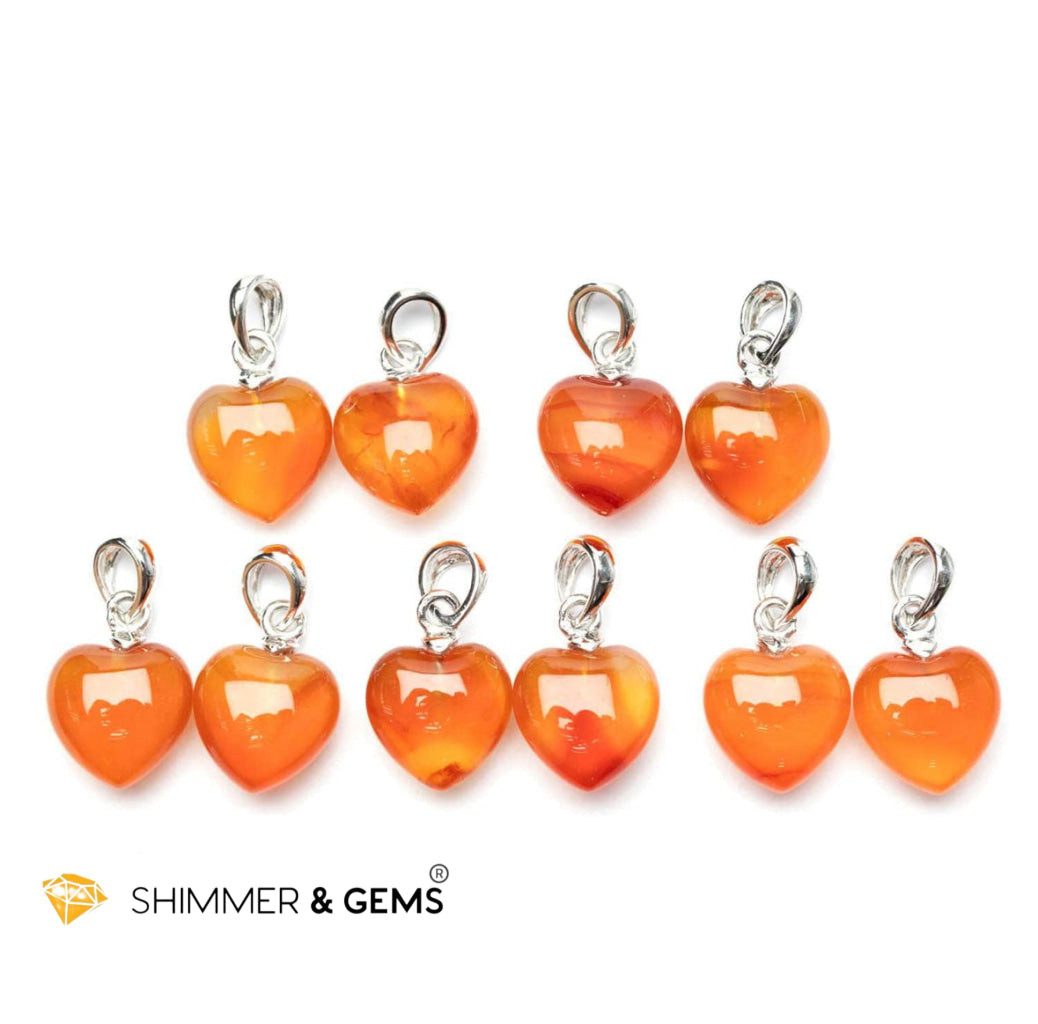 Carnelian Heart 925 Pendant (Courage, Vitality & Creative Fire)10mm