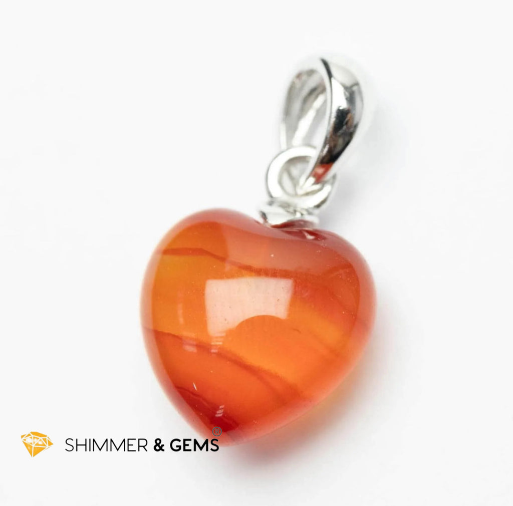 Carnelian Heart 925 Pendant (Courage, Vitality & Creative Fire)10mm