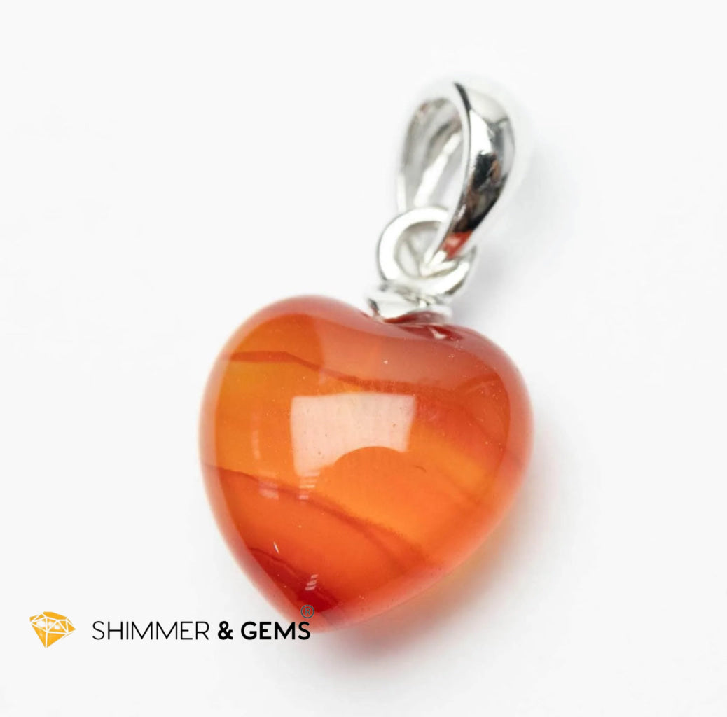 Carnelian Heart 925 Pendant (Courage, Vitality & Creative Fire)10mm