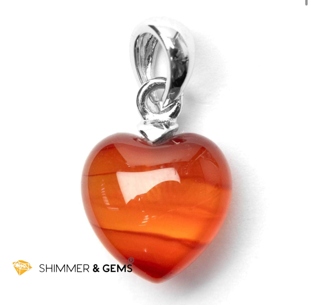 Carnelian Heart 925 Pendant (Courage, Vitality & Creative Fire)10mm