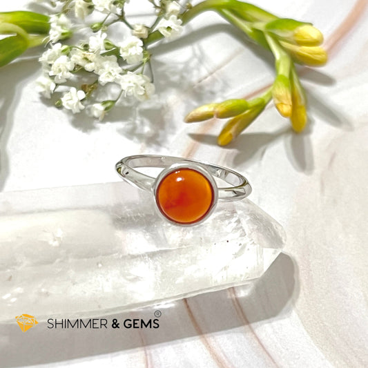 Carnelian Round (8Mm) 925 Silver Ring