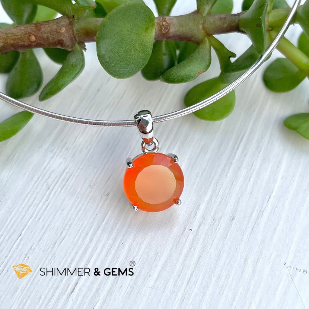 Carnelian Round Pendant In 925 Silver (For Emotional Balance & Creativity) Charms Pendants