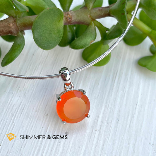 Carnelian Round Pendant In 925 Silver (For Emotional Balance & Creativity) Per Piece 10Mm Charms