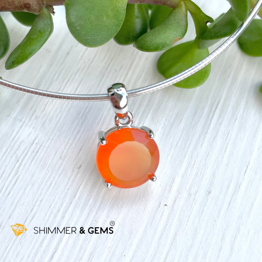 Carnelian Round Pendant In 925 Silver (For Emotional Balance & Creativity) Charms Pendants