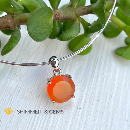 Carnelian Round Pendant In 925 Silver (For Emotional Balance & Creativity) Per Piece 10Mm Charms