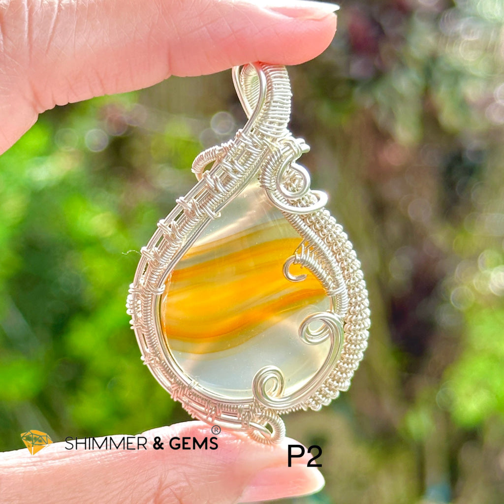 Carnelian Wire-wrapped Pendant (Stainless Steel)