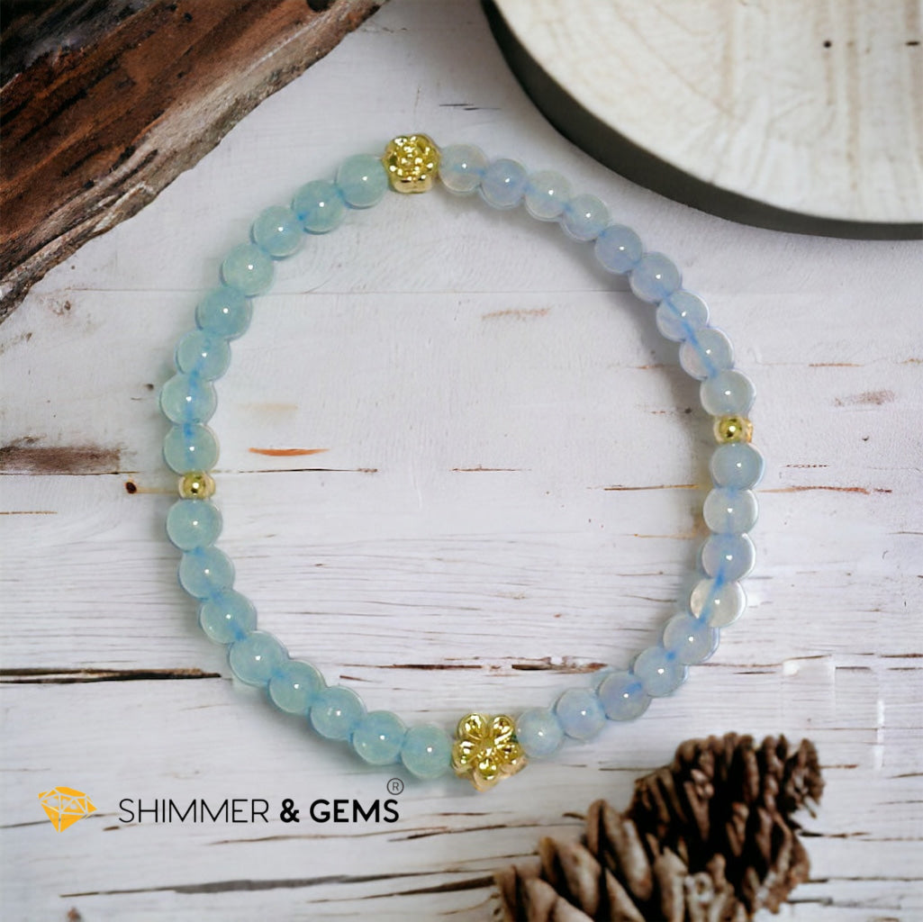 Cash Flow 4mm Bracelet (2024 Feng Shui) Aquamarine & Chalcedony