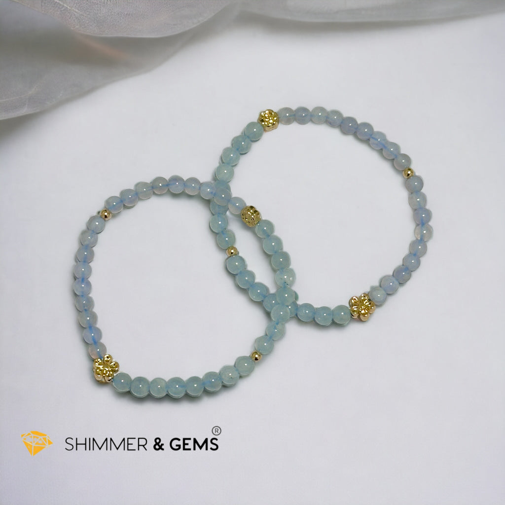 Cash Flow 4mm Bracelet (2024 Feng Shui) Aquamarine & Chalcedony