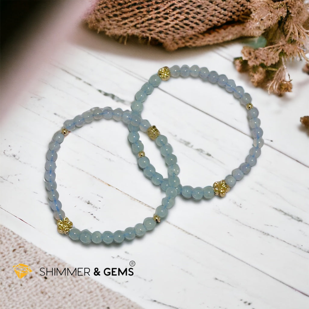 Cash Flow 4mm Bracelet (Aquamarine & Chalcedony)
