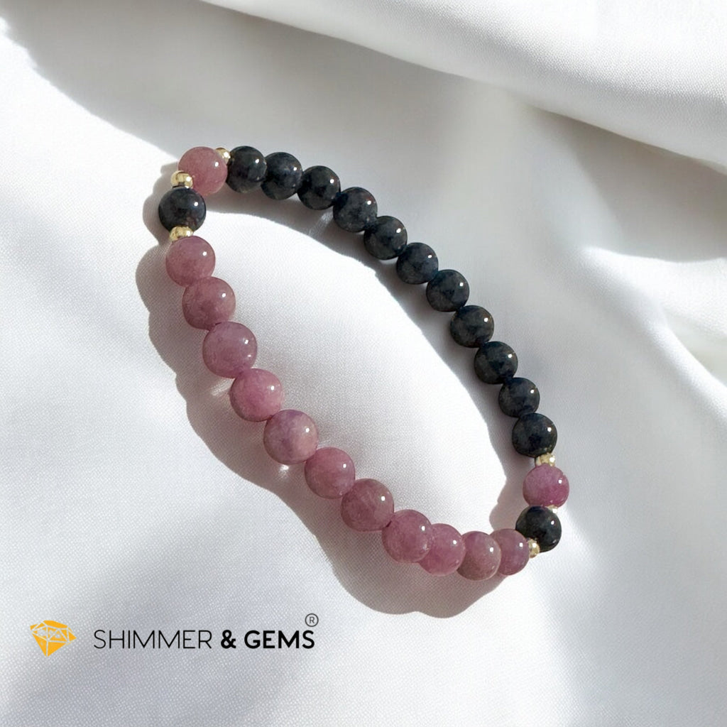 CHARM MAGNET: Natural Ruby & Blue Sapphire Bracelet With 14k Gold-Filled (untreated, not dyed, pre-coded, attuned) Burma AAA Premium grade