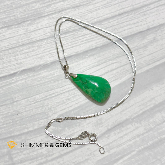 Chrysoprase Drop 925 Silver Pendant