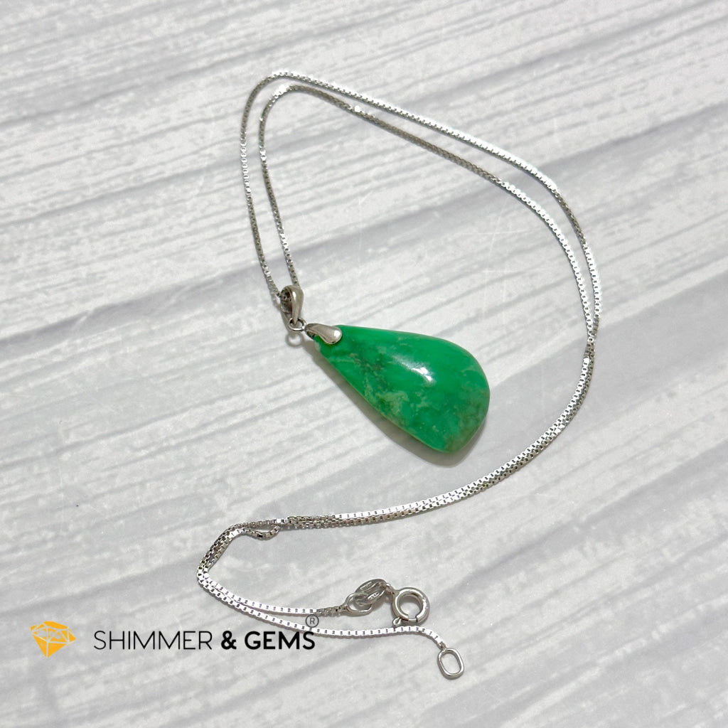 Chrysoprase Drop 925 Silver Pendant