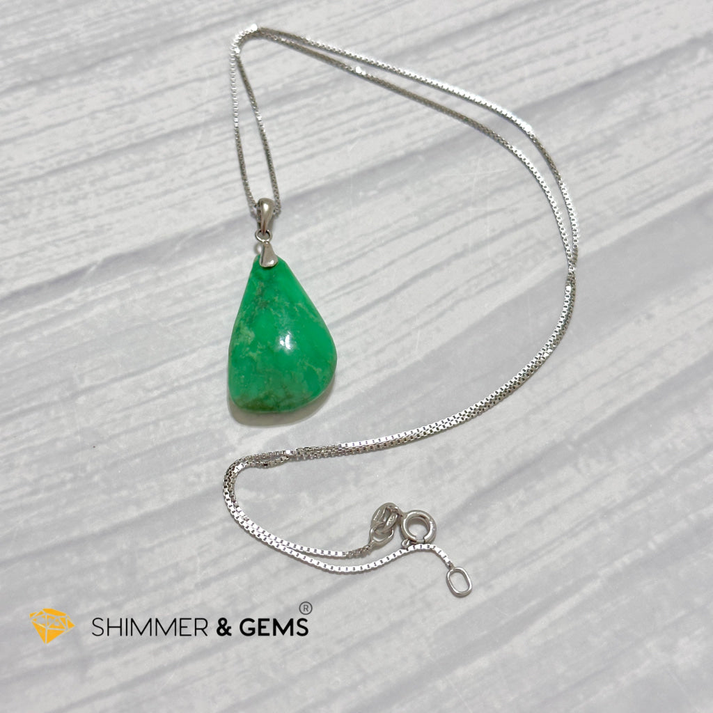 Chrysoprase Drop 925 Silver Pendant
