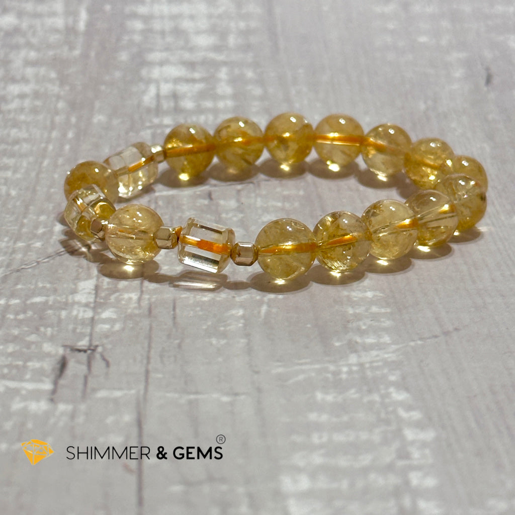 Citrine 10mm With 14k gold-filled Healing Bracelet (Money & Wealth)AAA Grade
