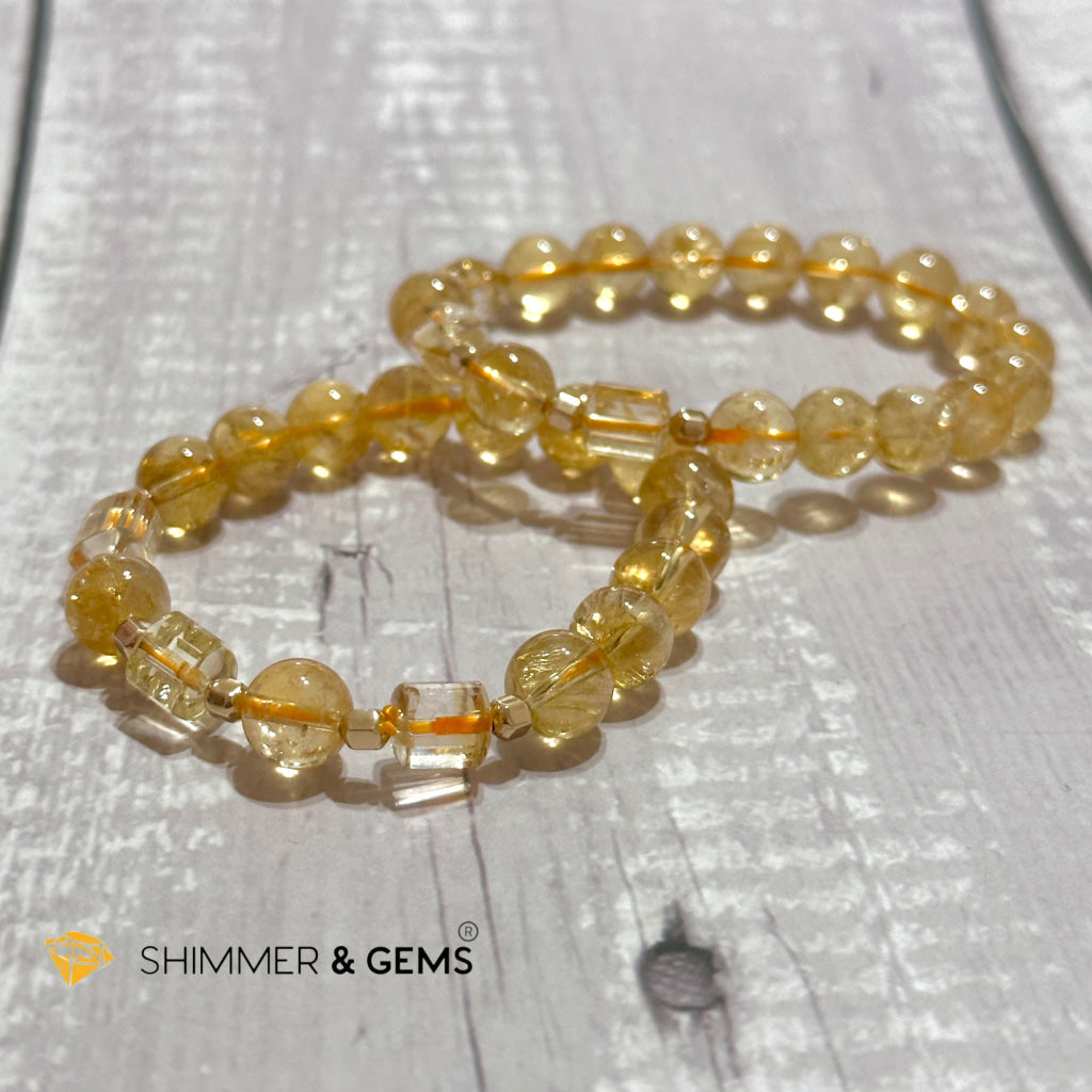 Citrine 10mm With 14k gold-filled Healing Bracelet (Money & Wealth)AAA Grade