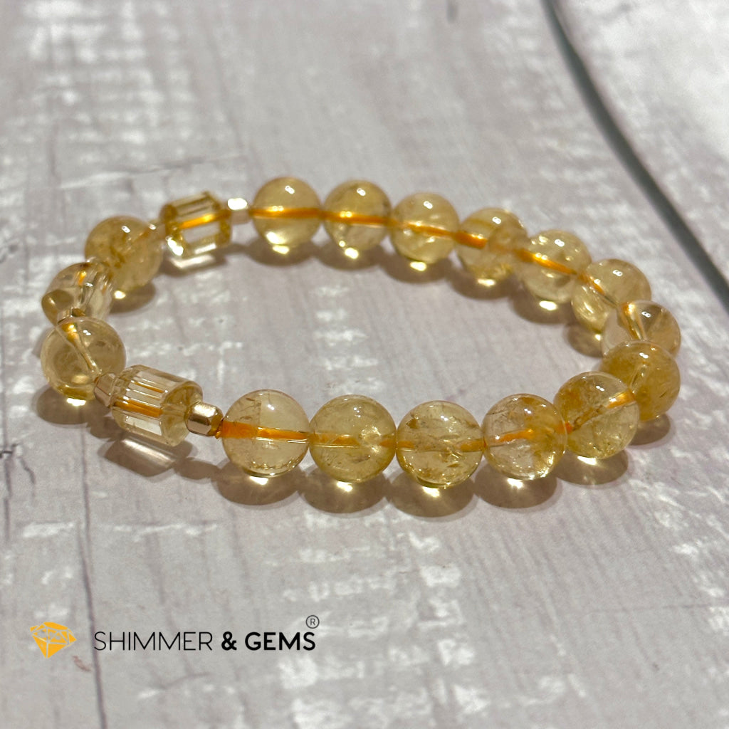 Citrine 10mm With 14k gold-filled Healing Bracelet (Money & Wealth)AAA Grade