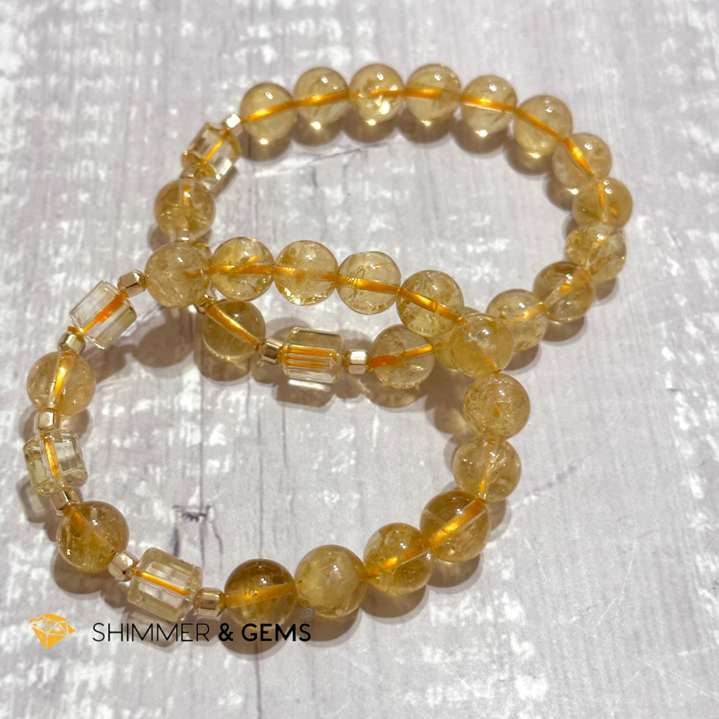 Citrine 10mm With 14k gold-filled Healing Bracelet (Money & Wealth)AAA Grade