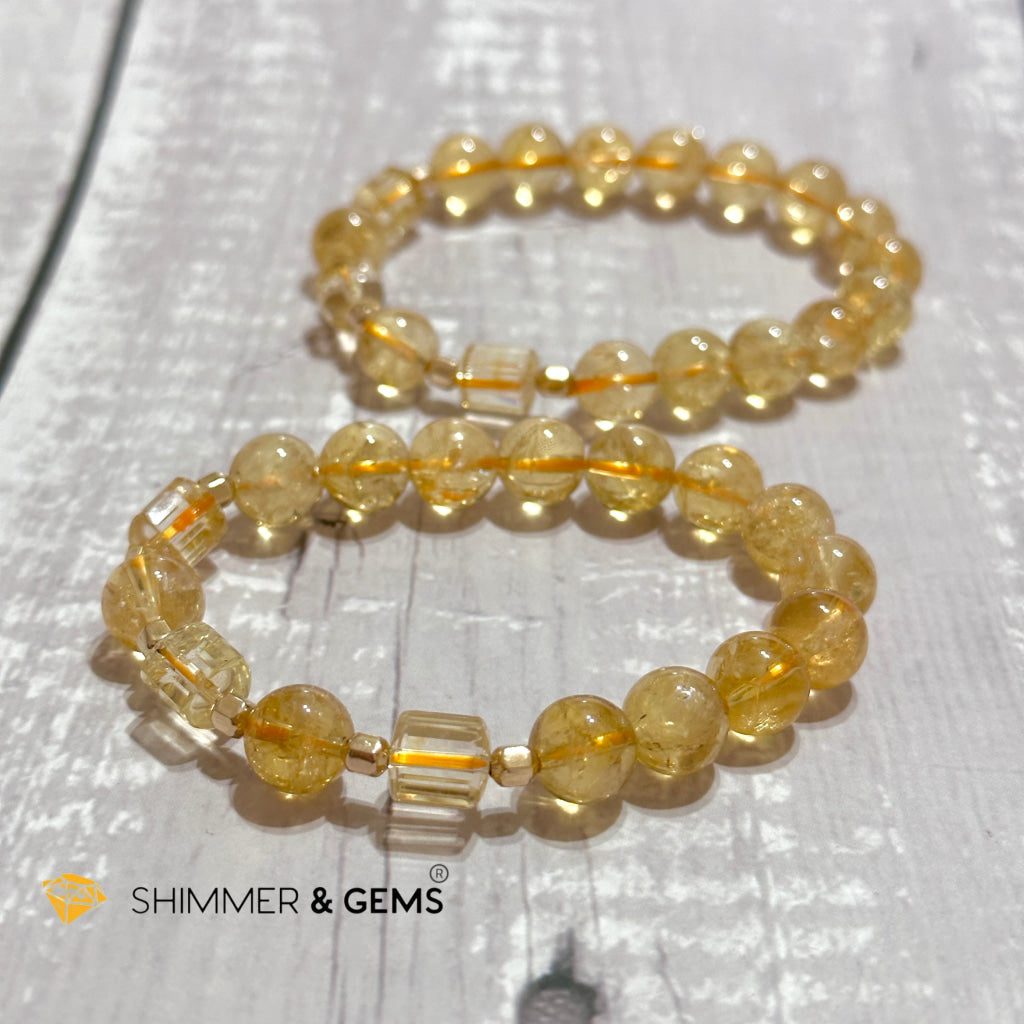 Citrine 10mm With 14k gold-filled Healing Bracelet (Money & Wealth)AAA Grade
