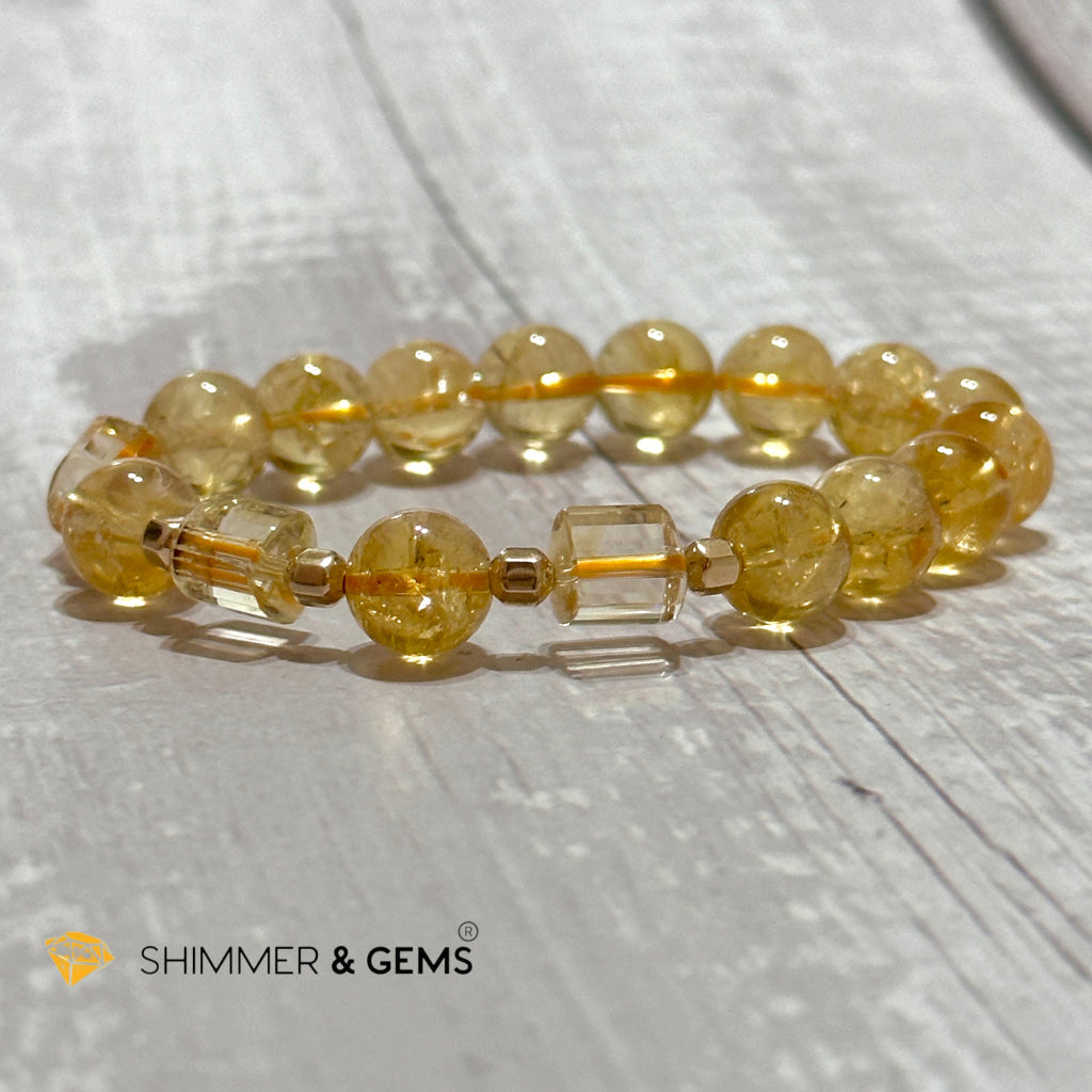 Citrine 10mm With 14k gold-filled Healing Bracelet (Money & Wealth)AAA Grade