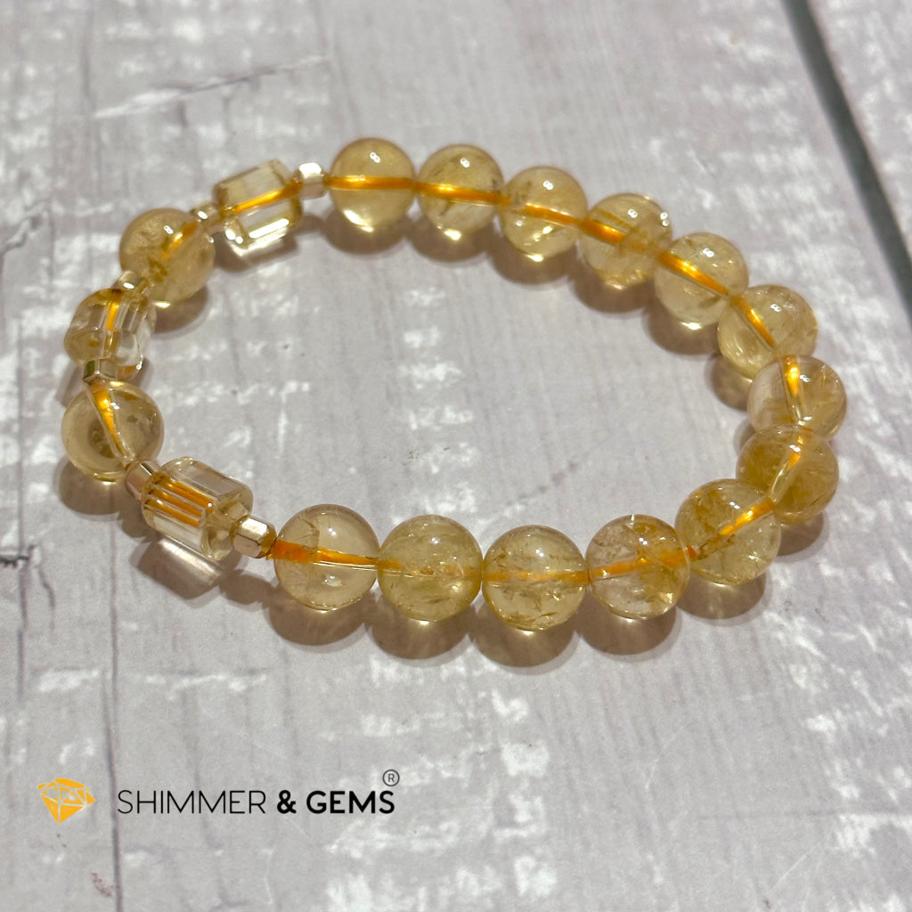Citrine 10mm With 14k gold-filled Healing Bracelet (Money & Wealth)AAA Grade