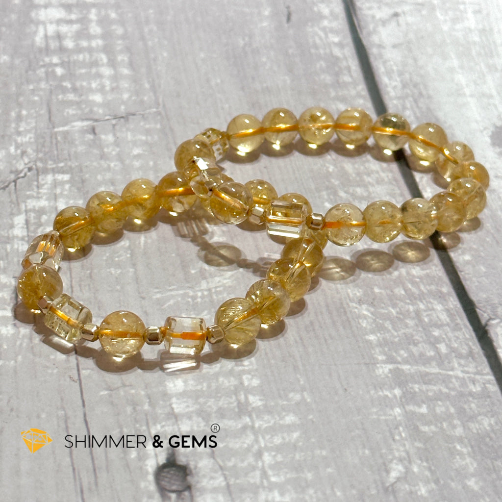 Citrine 10mm With 14k gold-filled Healing Bracelet (Money & Wealth)AAA Grade