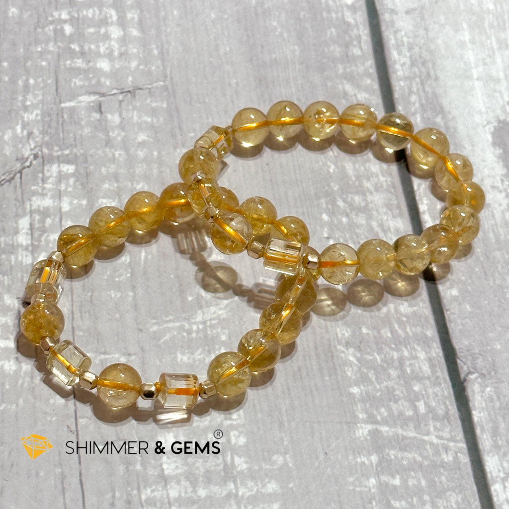 Citrine 10mm With 14k gold-filled Healing Bracelet (Money & Wealth)AAA Grade