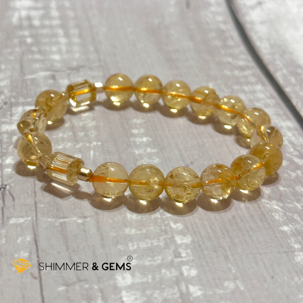 Citrine 10mm With 14k gold-filled Healing Bracelet (Money & Wealth)