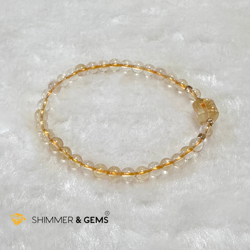 Citrine 4mm Wealth Activator Bracelet with 14k gold filled beads