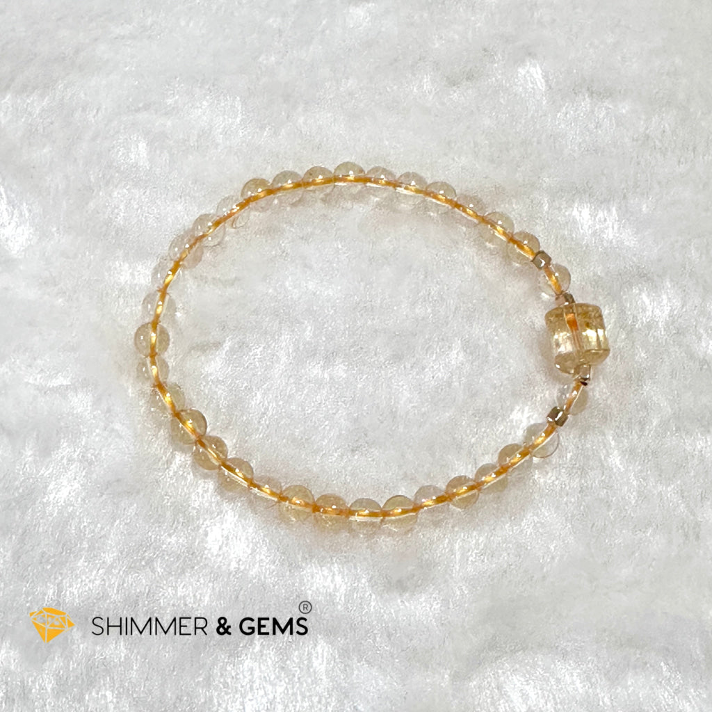 Citrine 4mm Wealth Activator Bracelet with 14k gold filled beads