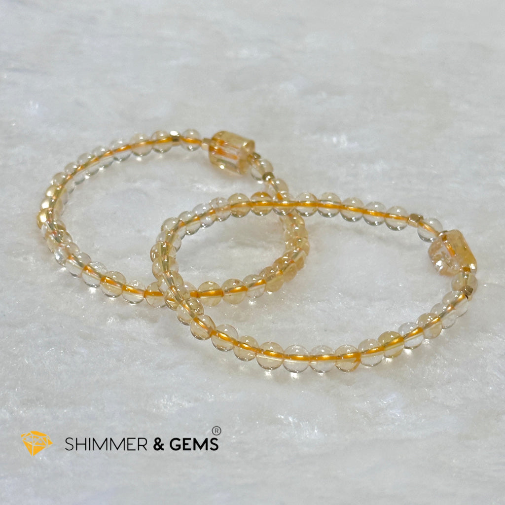 Citrine 4mm Wealth Activator Bracelet with 14k gold filled beads