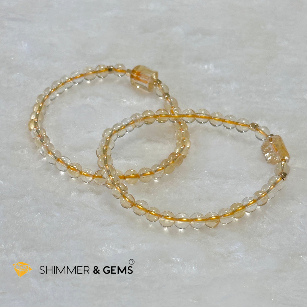 Citrine 4mm Wealth Activator Bracelet with 14k gold filled beads