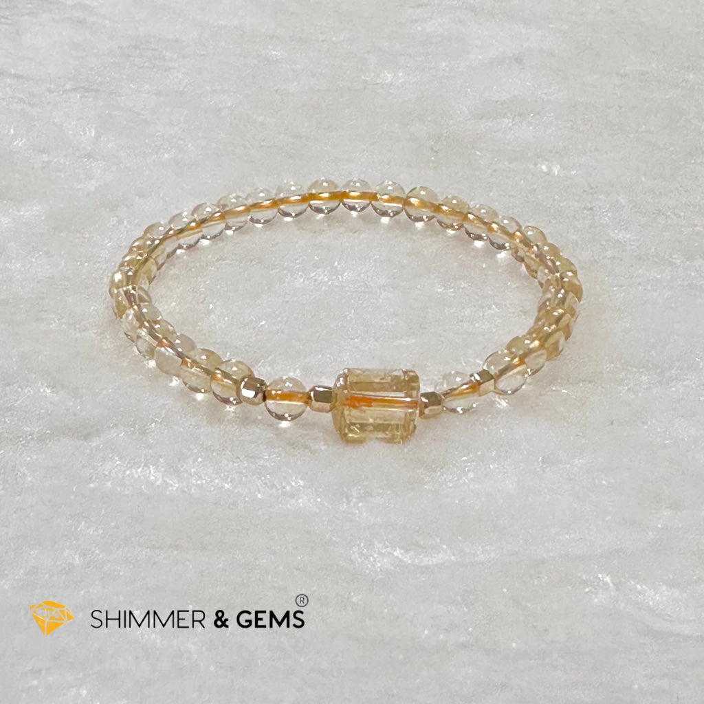 Citrine 4mm Wealth Activator Bracelet with 14k gold filled beads