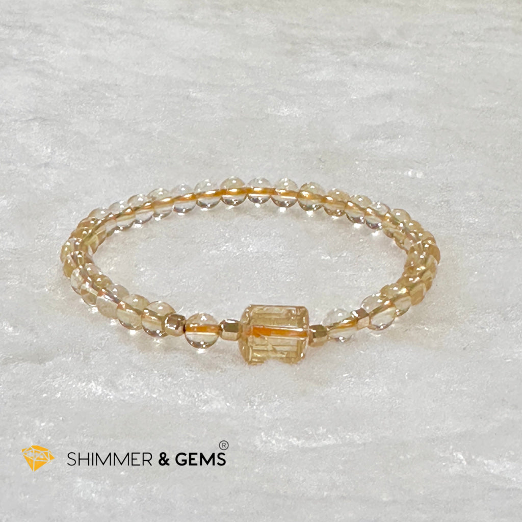 Citrine 4mm Wealth Activator Bracelet with 14k gold filled beads