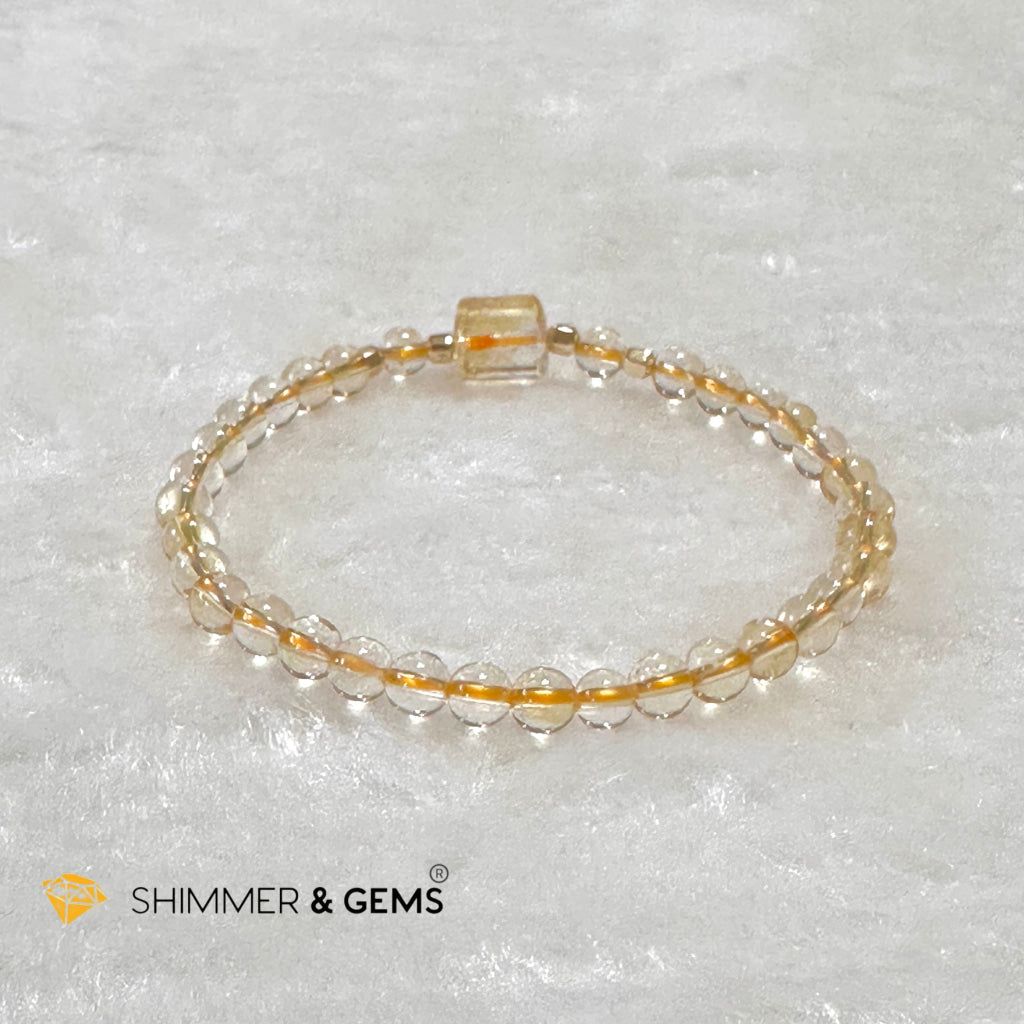 Citrine 4mm Wealth Activator Bracelet with 14k gold filled beads