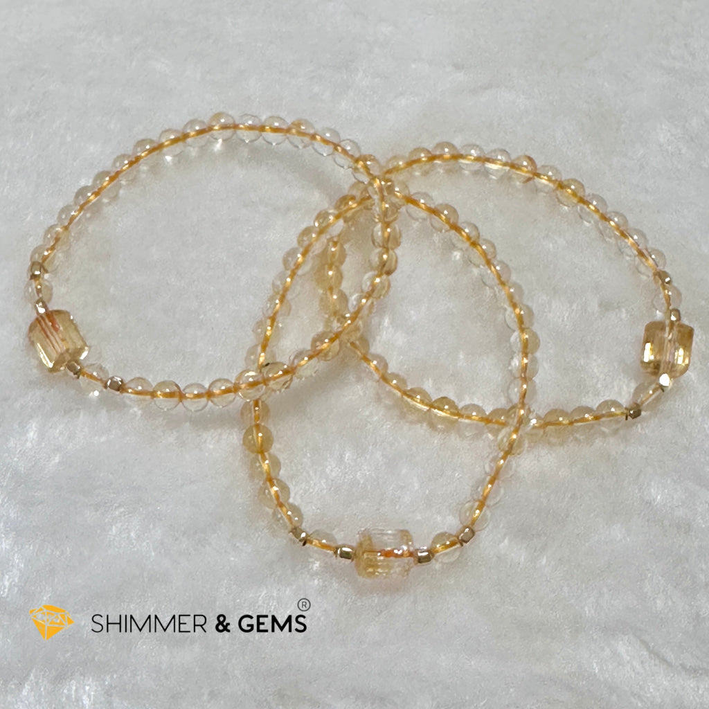 Citrine 4mm Wealth Activator Bracelet with 14k gold filled beads