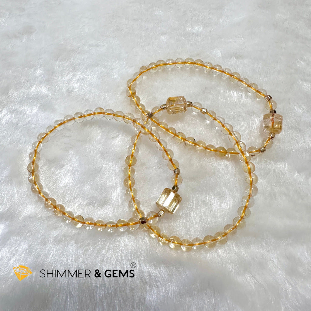 Citrine 4mm Wealth Activator Bracelet with 14k gold filled beads