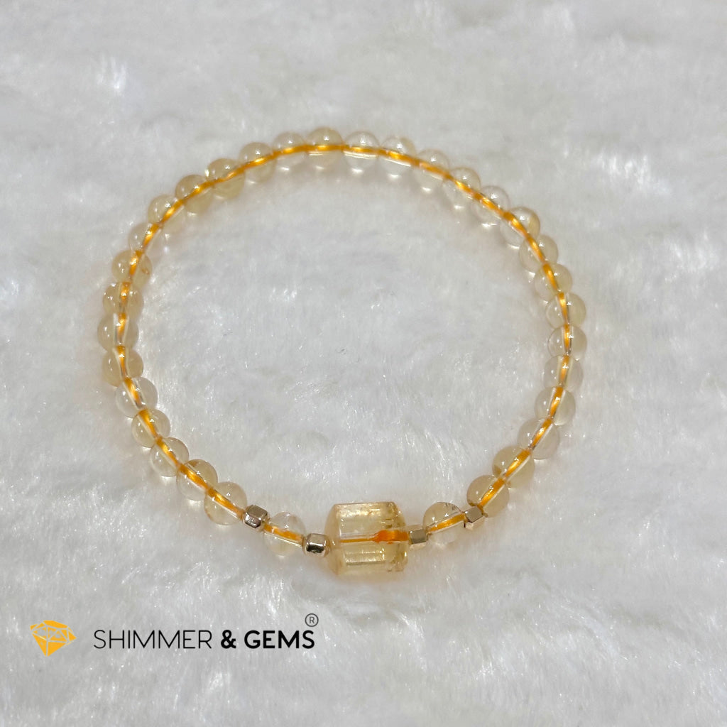 Citrine 4mm Wealth Activator Bracelet with 14k gold filled beads