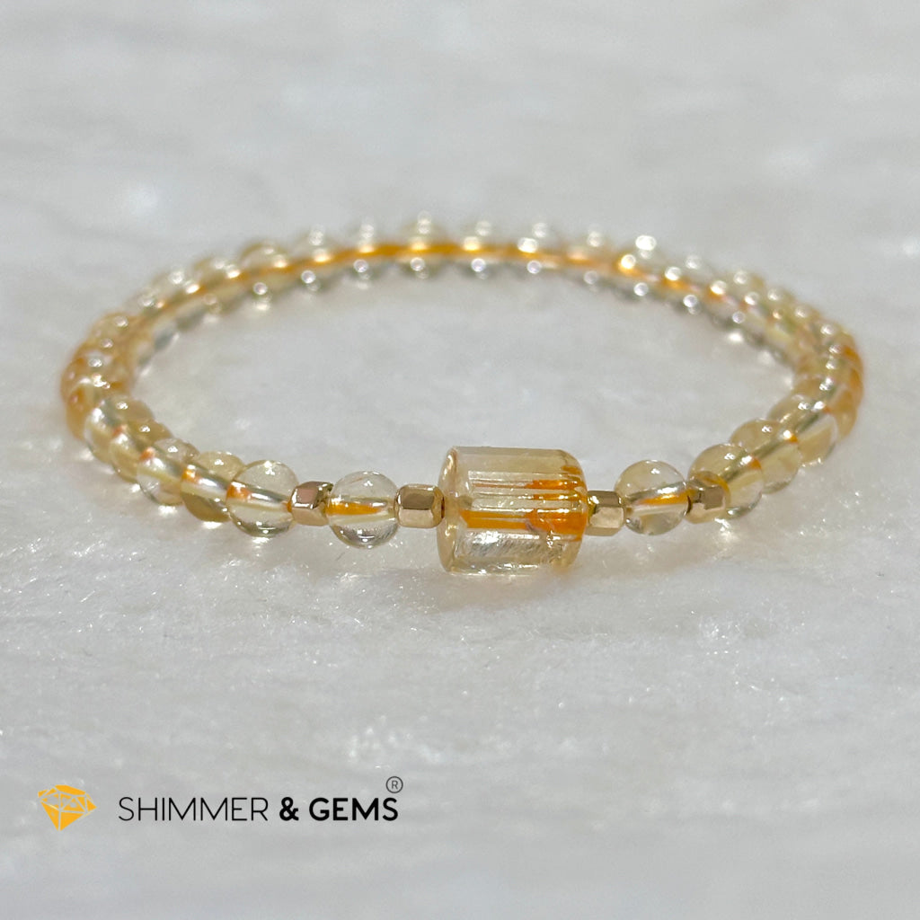 Citrine 4mm Wealth Activator Bracelet with 14k gold filled beads