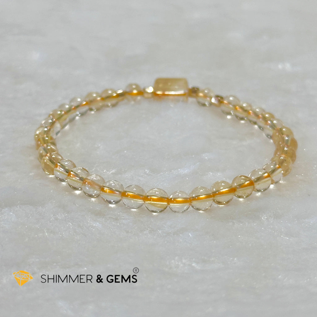 Citrine 4mm Wealth Activator Bracelet with 14k gold filled beads