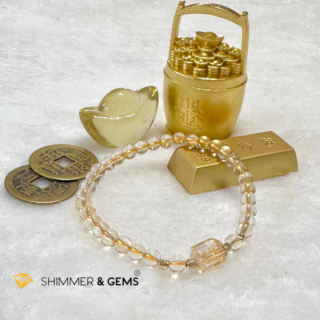 Citrine 4mm Wealth Activator Bracelet with 14k gold filled beads