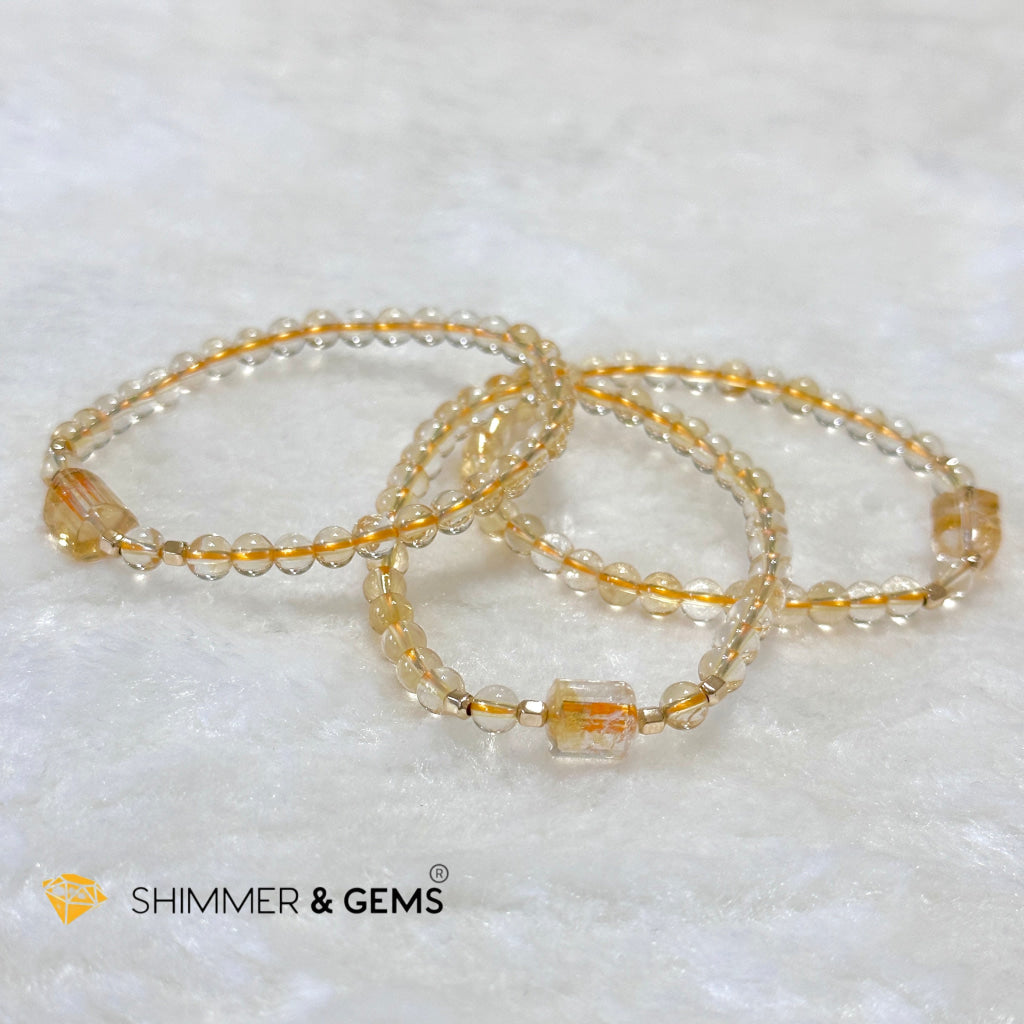 Citrine 4mm Wealth Activator Bracelet with 14k gold filled beads