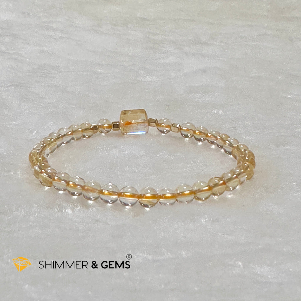 Citrine 4mm Wealth Activator Bracelet with 14k gold filled beads