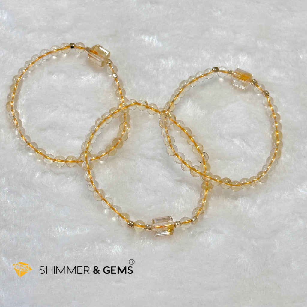 Citrine 4mm Wealth Activator Bracelet with 14k gold filled beads