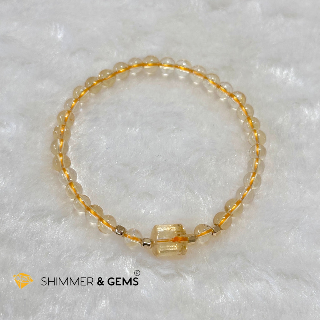 Citrine 4mm Wealth Activator Bracelet with 14k gold filled beads