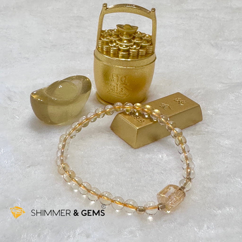 Citrine 4mm Wealth Activator Bracelet with 14k gold filled beads